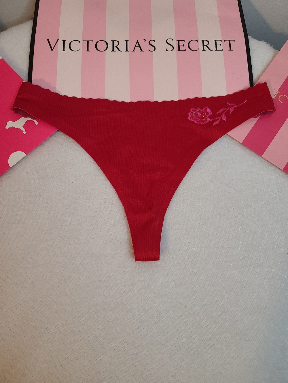 VTG VS Angels Secret Embrace Sexy Satin No-show Low Rise Thong Panty Size Sm